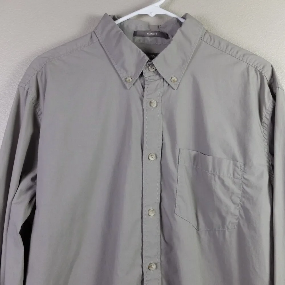 Eddie Bauer Heather Gray Voyager Flex Long Sleeve Shirt Size Tall Large